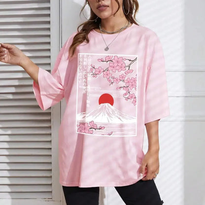 Pink Sakura Mount Fuji T-Shirt