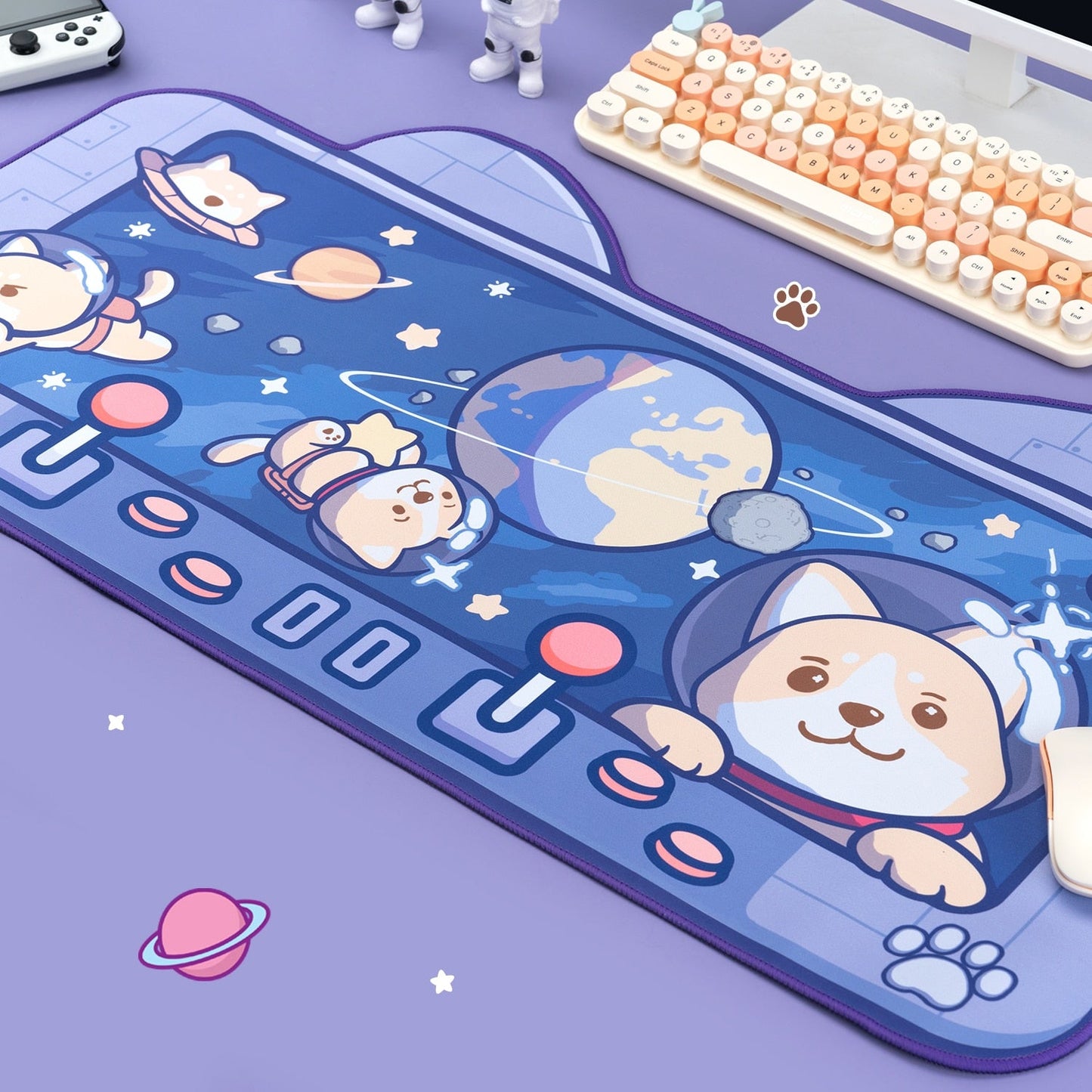 Shiba Inu in Space Desk Pad