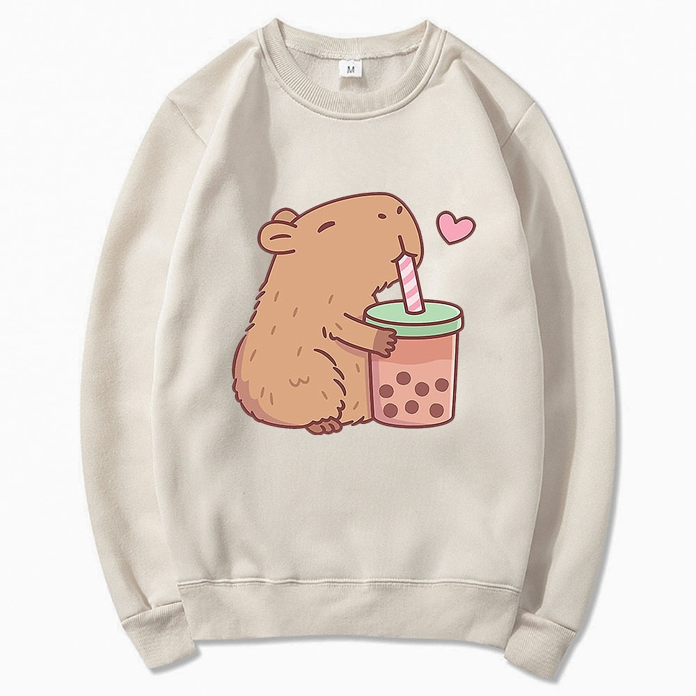 Capybara Loves Boba Tea Hoodie