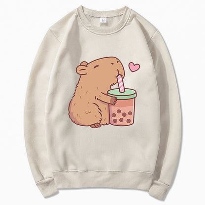 Capybara Loves Boba Tea Hoodie