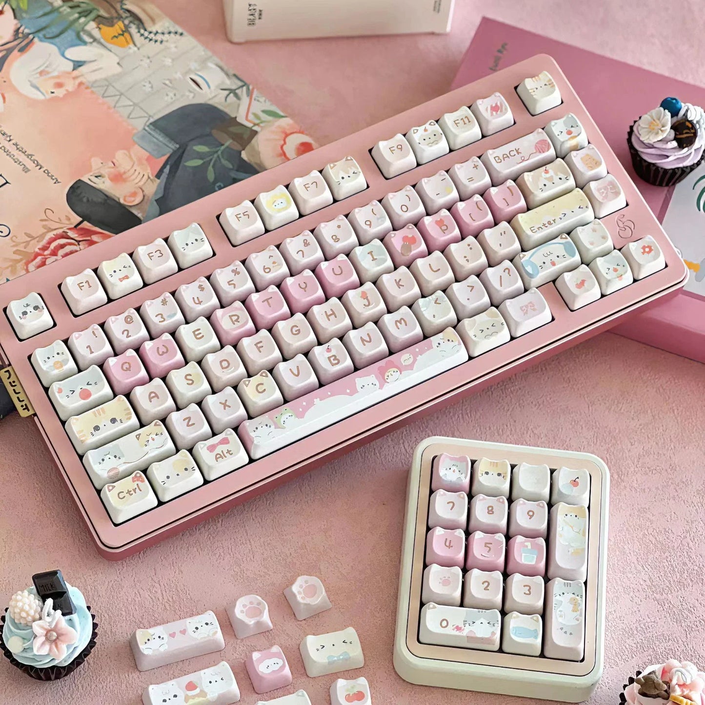 Kawaii Cat Keyboard Keycaps Set