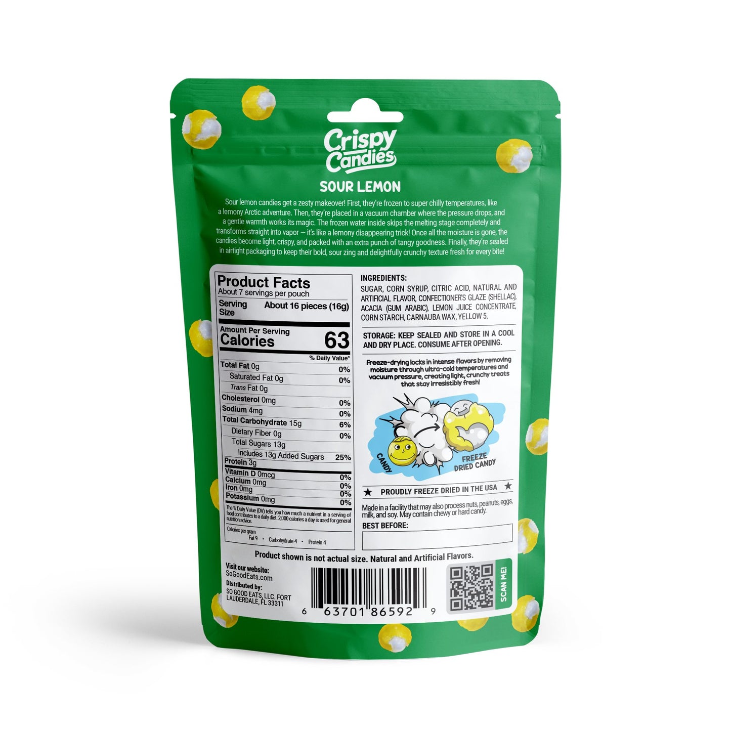 Crispy Candies - Sour Lemon Freeze Dried Candy 114g