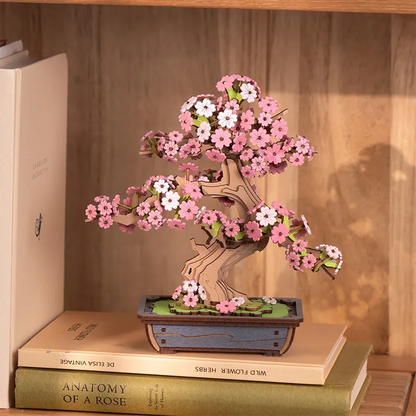 DIY Book Nook Shelf Insert Kit – Sakura Bonsai | Robotime 3D Miniature Puzzle