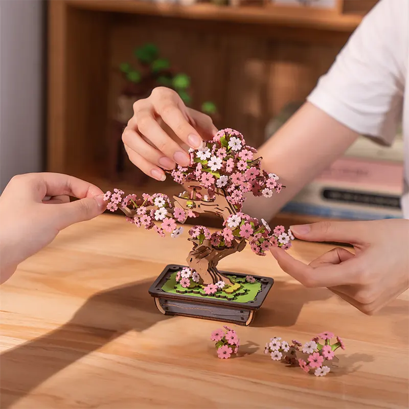 DIY Book Nook Shelf Insert Kit – Sakura Bonsai | Robotime 3D Miniature Puzzle