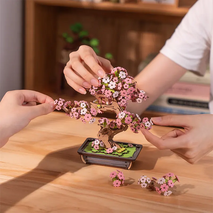 DIY Book Nook Shelf Insert Kit – Sakura Bonsai | Robotime 3D Miniature Puzzle
