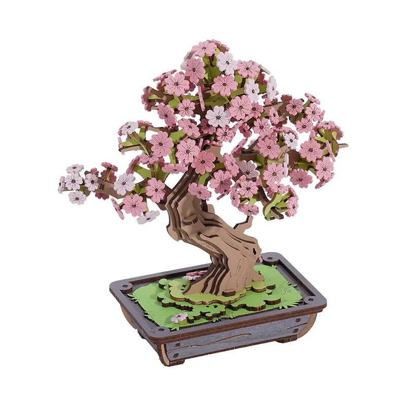DIY Book Nook Shelf Insert Kit – Sakura Bonsai | Robotime 3D Miniature Puzzle