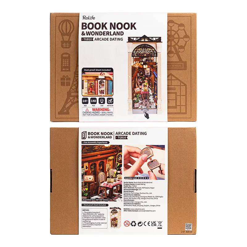 DIY Book Nook Shelf Insert Kit – Arcade Dating | Robotime Retro Miniature Diorama