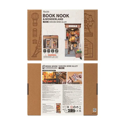 DIY Book Nook Shelf Insert Kit – Sakura Wine Alley | Robotime Miniature Diorama