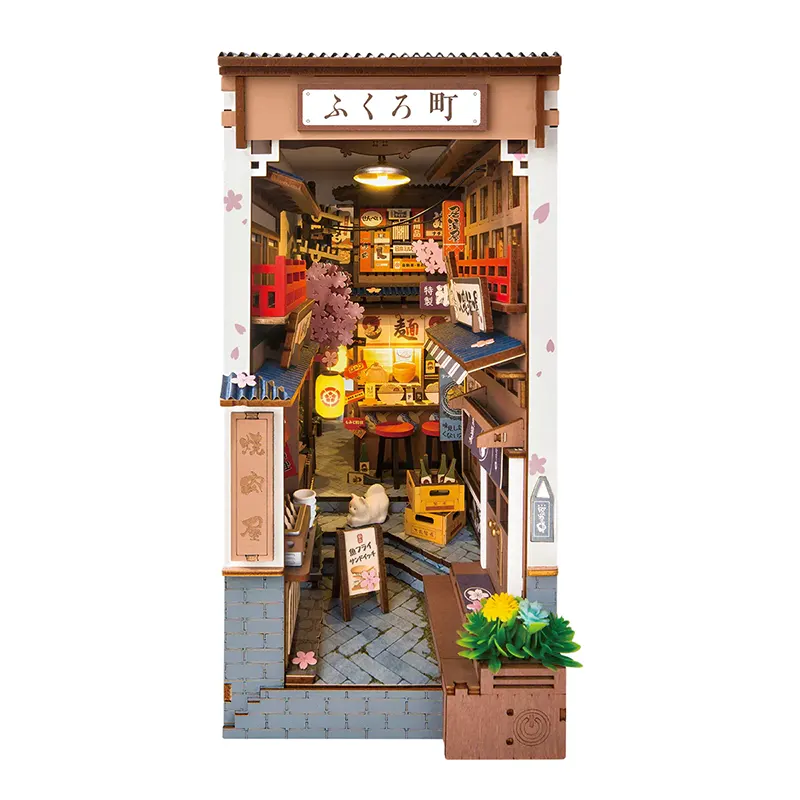 DIY Book Nook Shelf Insert Kit – Sakura Wine Alley | Robotime Miniature Diorama