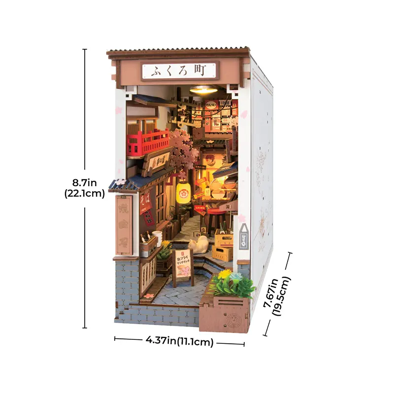 DIY Book Nook Shelf Insert Kit – Sakura Wine Alley | Robotime Miniature Diorama