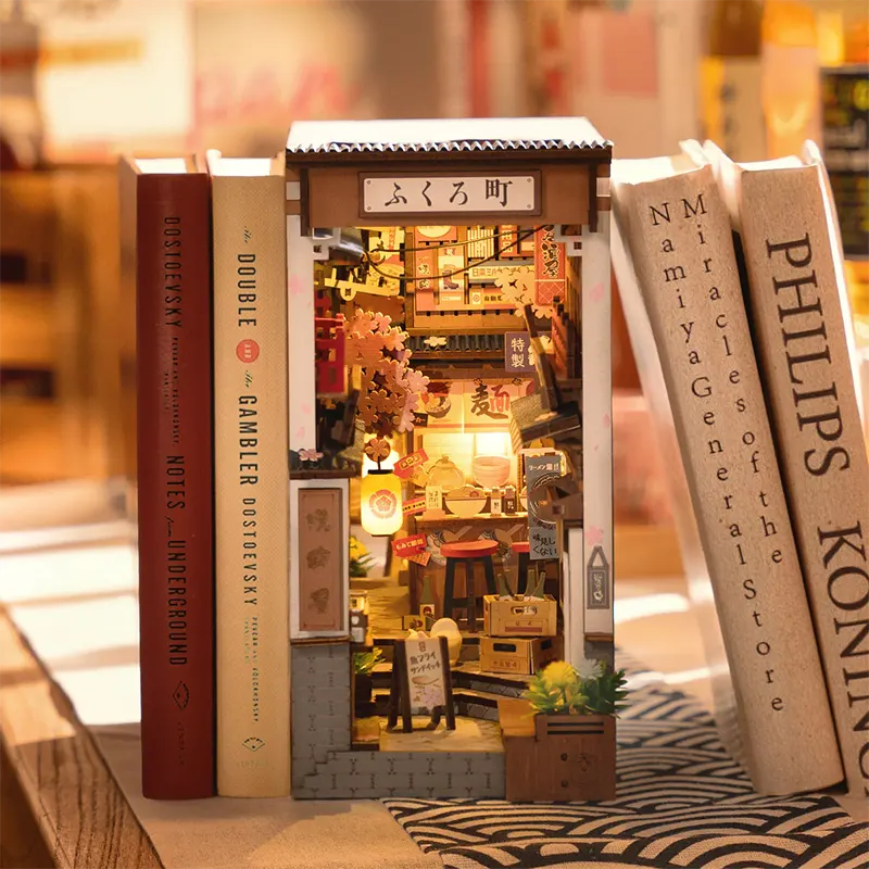 DIY Book Nook Shelf Insert Kit – Sakura Wine Alley | Robotime Miniature Diorama