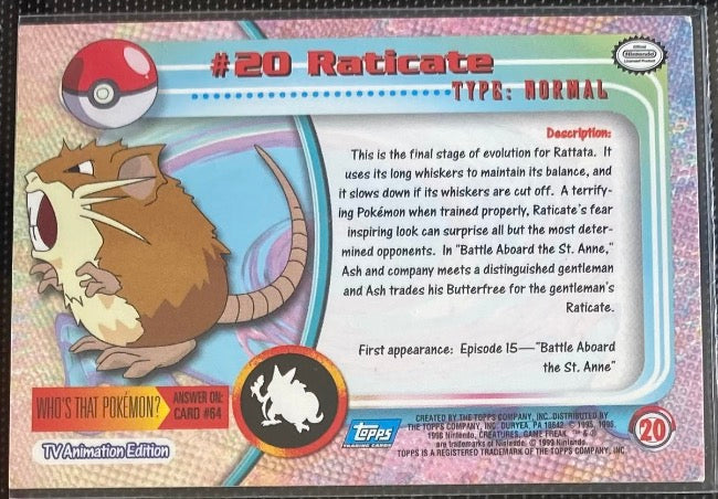 Raticate (20) [Topps TV Animation Edition Series 1 (Third Print)]