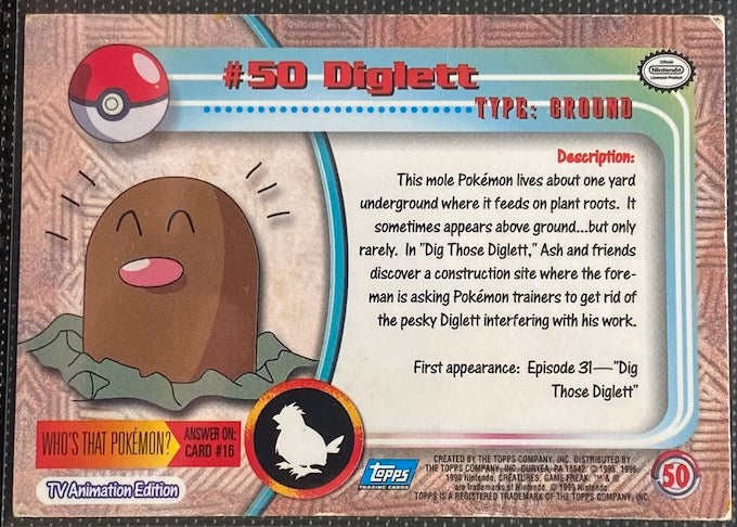 Diglett (50) [Topps TV Animation Edition Series 1 (Third Print)]