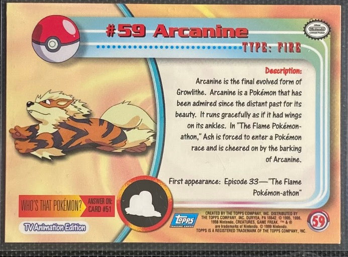 Arcanine (59) [Topps TV Animation Edition Series 1 (Third Print)]