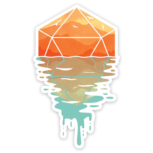 Sticker: A D20 Sunset Waterproof Die Cut
