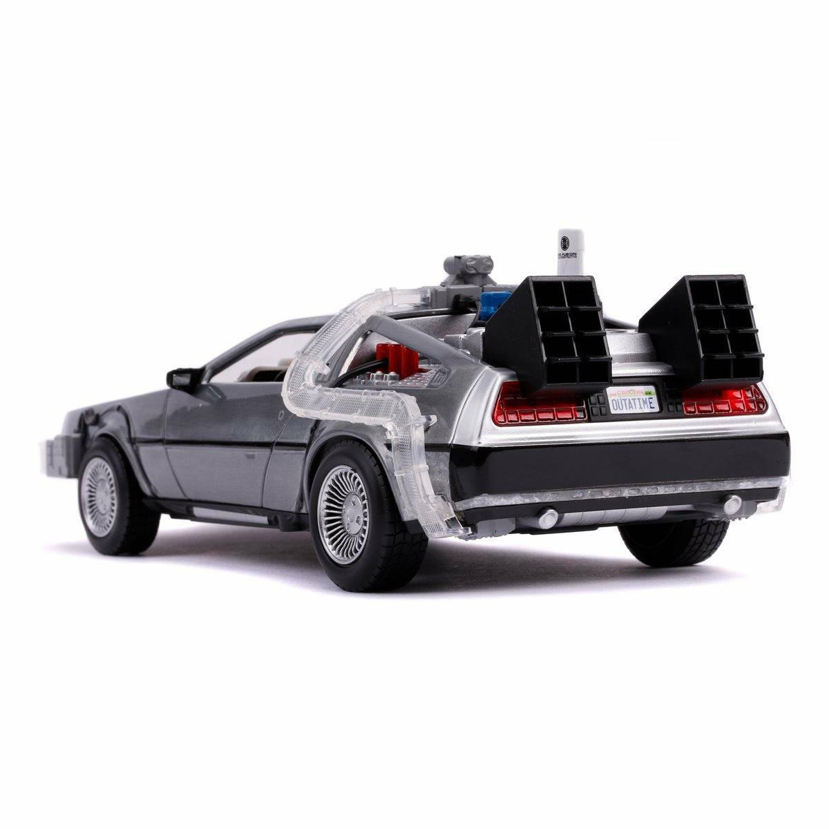 Back to the Future Part II die-cast 1:24 scale "Hollywood Rides" light-up DeLorean Time Machine