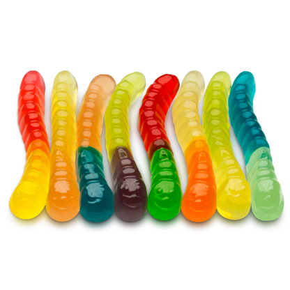 12 Flavor Mini Gummi Worms 7.5 oz Peg Bag