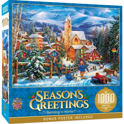 Season's Greetings - Sledding Home 1000 Piece Jigsaw Puzzle