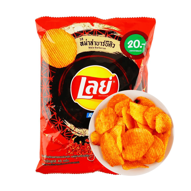Lays Thailand 【Exklusiver Thai-Geschmack】 Kartoffelchips, würziger Mala-Barbecue-Geschmack, 1,41 oz 