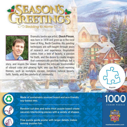 Season's Greetings - Sledding Home 1000 Piece Jigsaw Puzzle