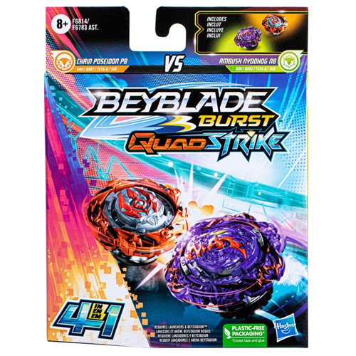 Beyblade Burst QuadStrike Doppelpack – Ambush Nyddhog N8 und Chain Poseidon P8