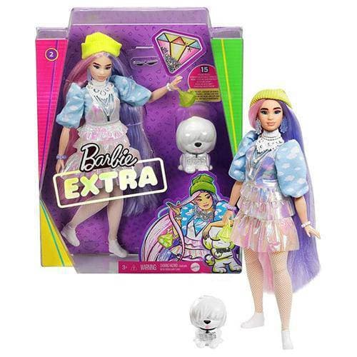 Barbie Extra Doll #2 – Schimmernder Look mit Haustierwelpe