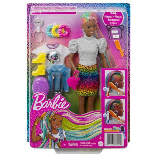 Barbie-Puppe mit Leoparden-Regenbogenhaar Nr. 2