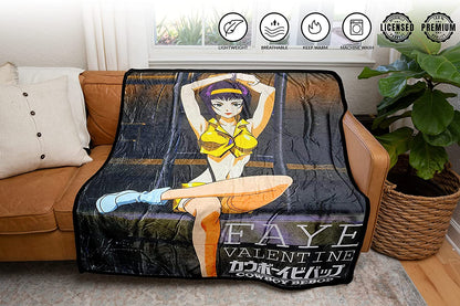 Cowboy Bebop Faye Valentine Cuffed Fleece Throw Soft Lightweight Blanket 45x60 Inches