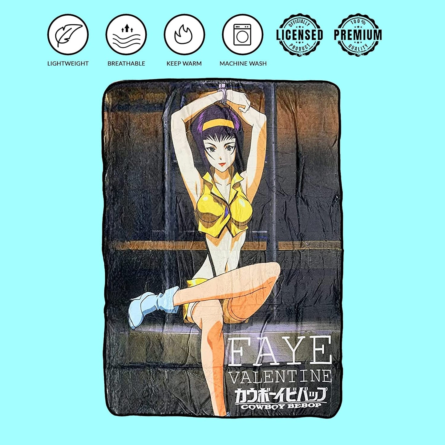 Cowboy Bebop Faye Valentine Cuffed Fleece Throw Soft Lightweight Blanket 45x60 Inches