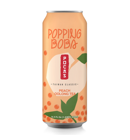 Bubble Tea - Popping Boba - Peach, Oolong Tea 490ml