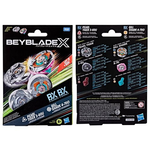 Beyblade X Gill Shark 4-70O BX & Pearl Tiger 3-60U BX Dual Pack Set