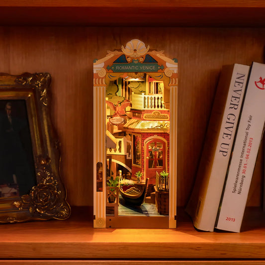 Rolife Romantic Venice DIY Book Nook Kit | Italian Miniature Shelf Insert