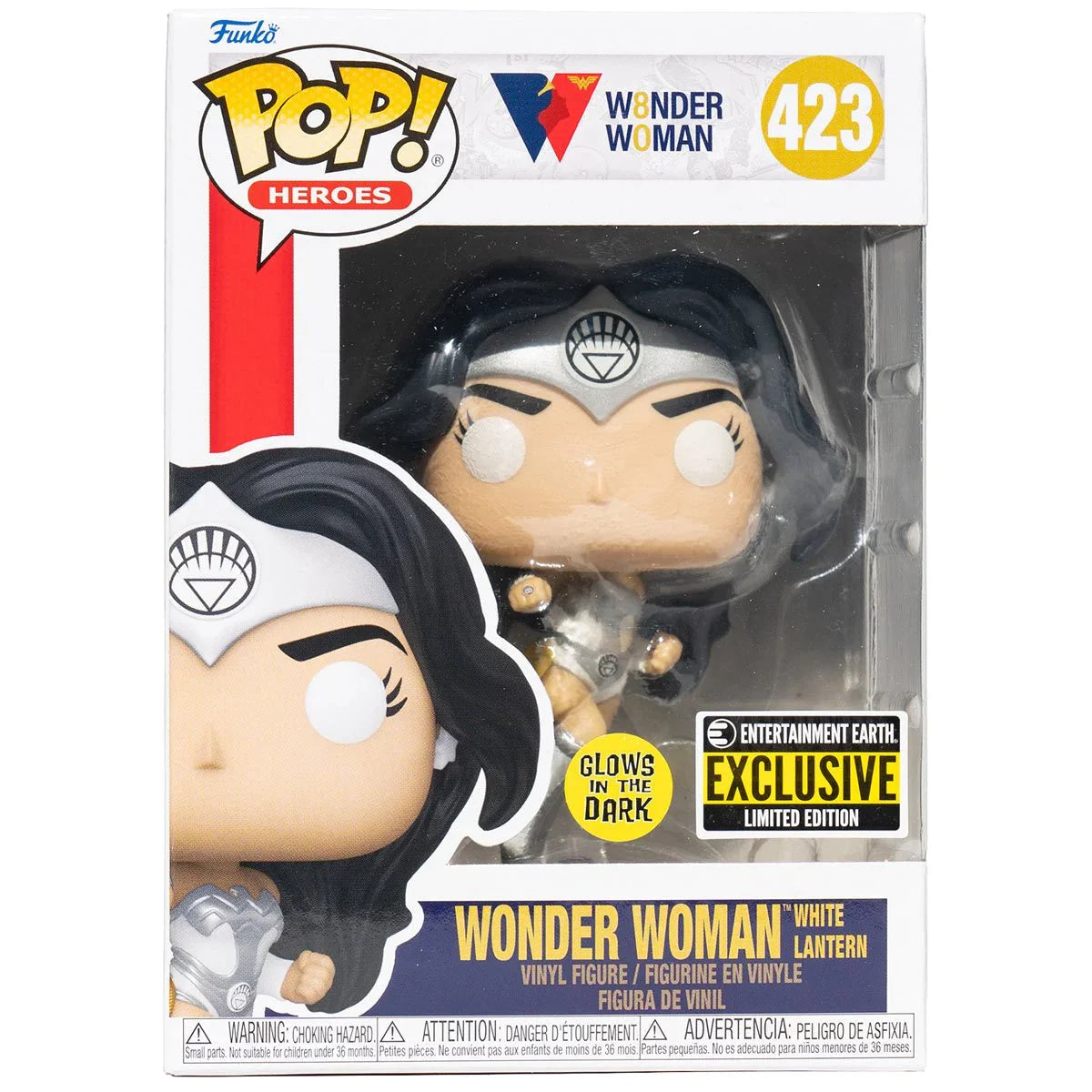 Funko Pop! Wonder Woman 80th Anniversary: White Lantern Glow-in-the-Dark - Entertainment Earth Exclusive