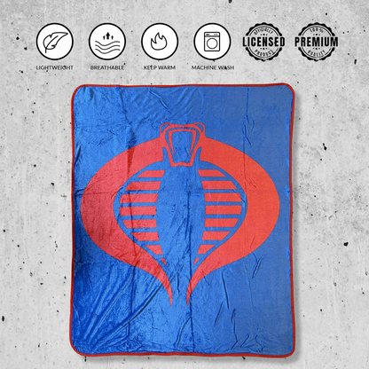 Hasbro G.I. Joe Cobra Symbol Blue 80's Cartoon Throw Blanket