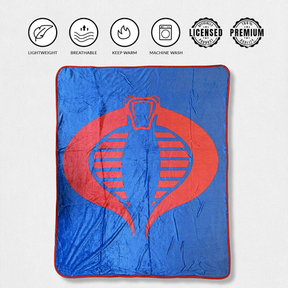 Hasbro G.I. Joe Cobra Symbol Blue 80's Cartoon Throw Blanket