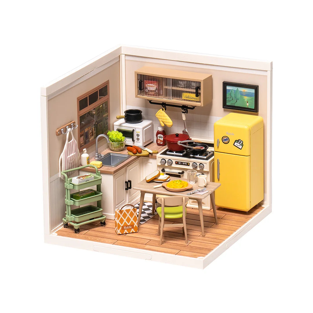 【Neu】Rolife Happy Meals Kitchen DIY Kunststoff-Miniaturhaus
