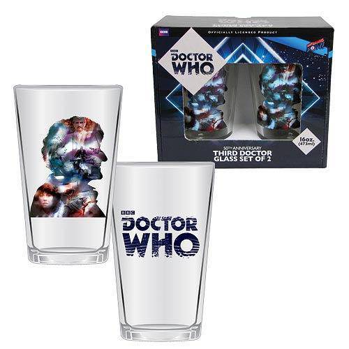 Doctor Who Anniversary Third Doctor 16 oz. Glas 2er-Set