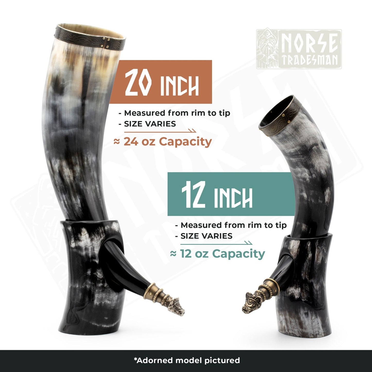 Curved Drinking Horn Bundle with Stand & Holster