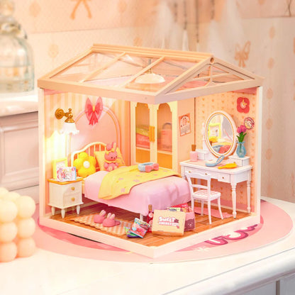 Rolife Lovely Pink Bedroom DIY Miniature House