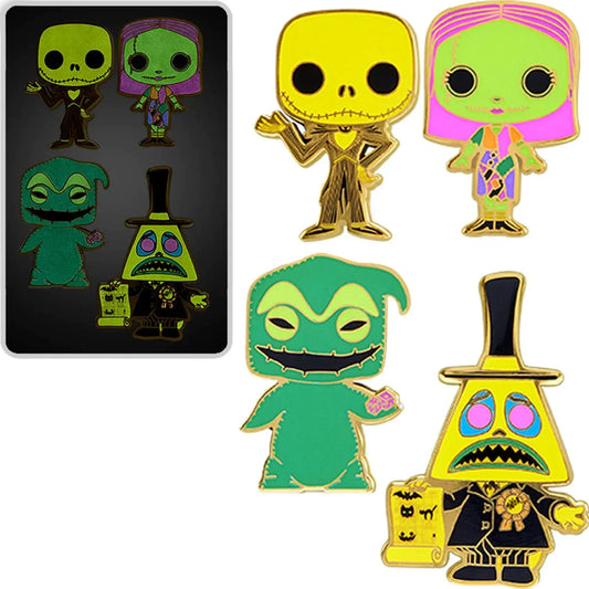 Funko Pin: The Nightmare Before Christmas Black Light Pin 4-Pack Set