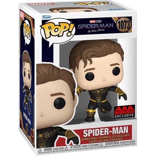 Funko Pop! 1073 Spider-Man: No Way Home - Unmasked Spider-Man Black Suit Vinyl Figure - AAA Anime Exclusive