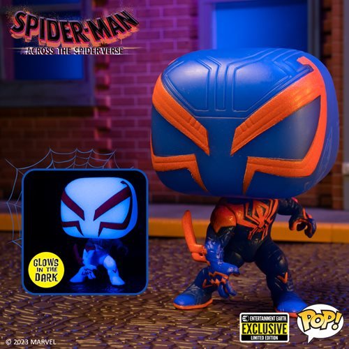 Funko Pop! 1267 - Marvel - Spider-Man: Across the Spider-Verse - Spider-Man 2099 Glow-in-the-Dark Vinyl Figure - Entertainment Earth Exclusive