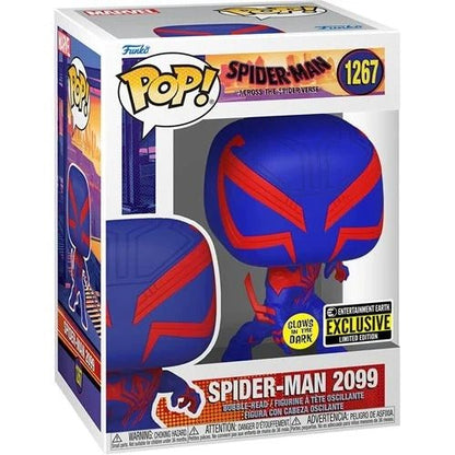 Funko Pop! 1267 - Marvel - Spider-Man: Across the Spider-Verse - Spider-Man 2099 Glow-in-the-Dark Vinyl Figure - Entertainment Earth Exclusive