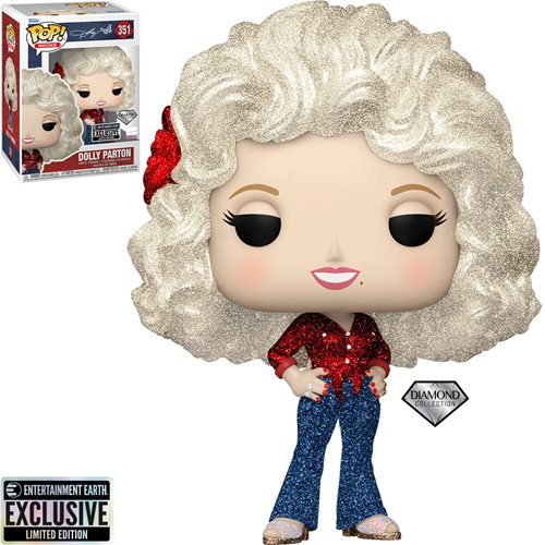 Funko Pop! 351 Rocks - Dolly Parton '77 Tour Diamond Glitter Vinyl Figure - Entertainment Earth Exclusive