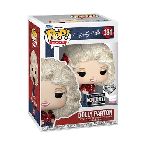 Funko Pop! 351 Rocks - Dolly Parton '77 Tour Diamond Glitter Vinyl Figure - Entertainment Earth Exclusive