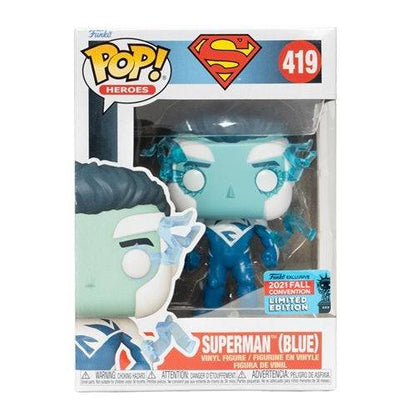 Funko Pop! 419 Heroes - Superman (Blue) Vinyl Figure - 2021 Convention Exclusive