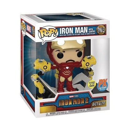 Funko Pop! 905 - Marvel Iron Man with Gantry Glow-in-the-Dark Deluxe Vinyl Bobble Head - PX