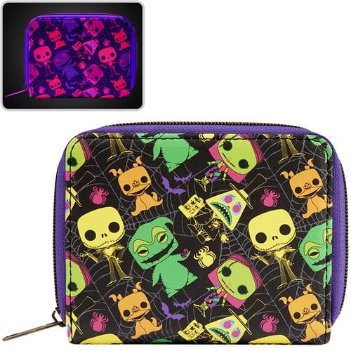 Funko The Nightmare Before Christmas Black Light Print Zip-Around Wallet