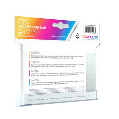 Gamegenic Value Pack Standard Card Game MATTE Sleeves (66 x 91 mm, 200 pack)