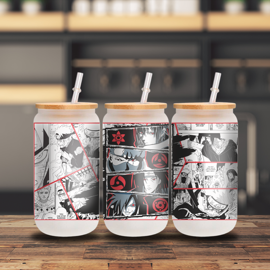 Naruto Shippuden Frosted Glass with Lid (G4)